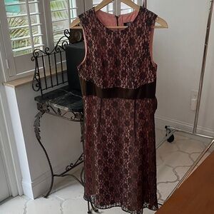 Laundry By Shelli Segal Lace Midi Dress - Black and Pink